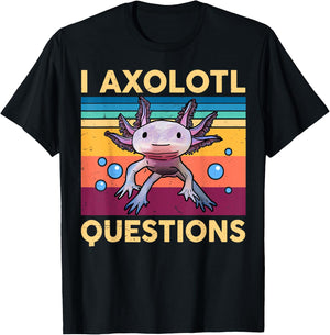 Large Axolotl Retro I Axolotl Questions Cute Axolotl Kids T-Shirt - T-Shirt | Black