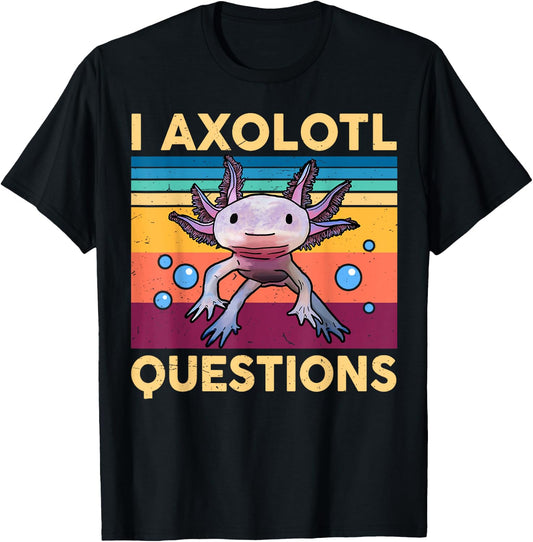 Large Axolotl Retro I Axolotl Questions Cute Axolotl Kids T-Shirt - T-Shirt | Black