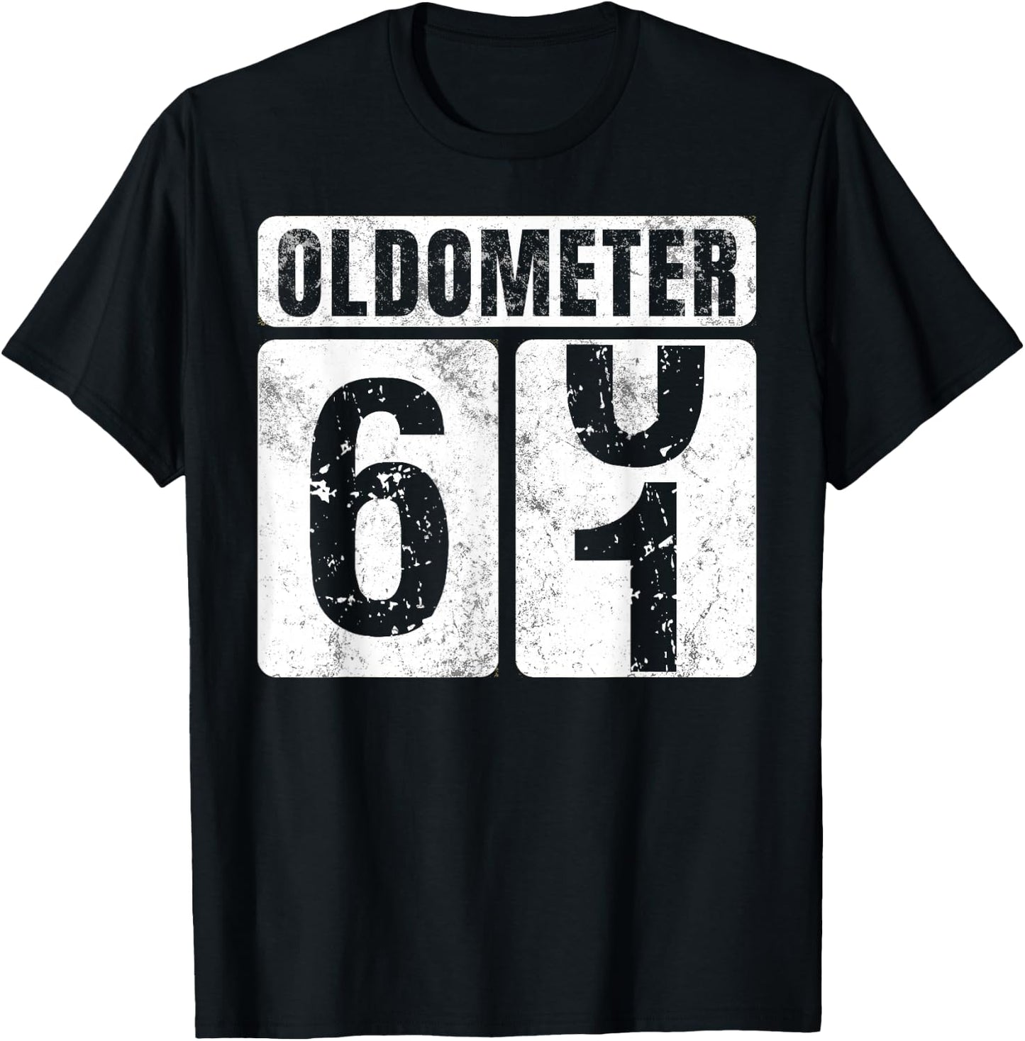 Oldometer 61 Shirt Vintage Funny 61st Birthday Gift T-Shirt - T-Shirt | Black