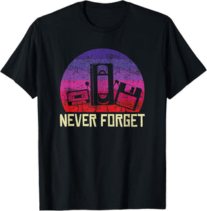 Never Forget Vintage Cassette Floppy Disk VHS Tape retro T-Shirt - T-Shirt | Black