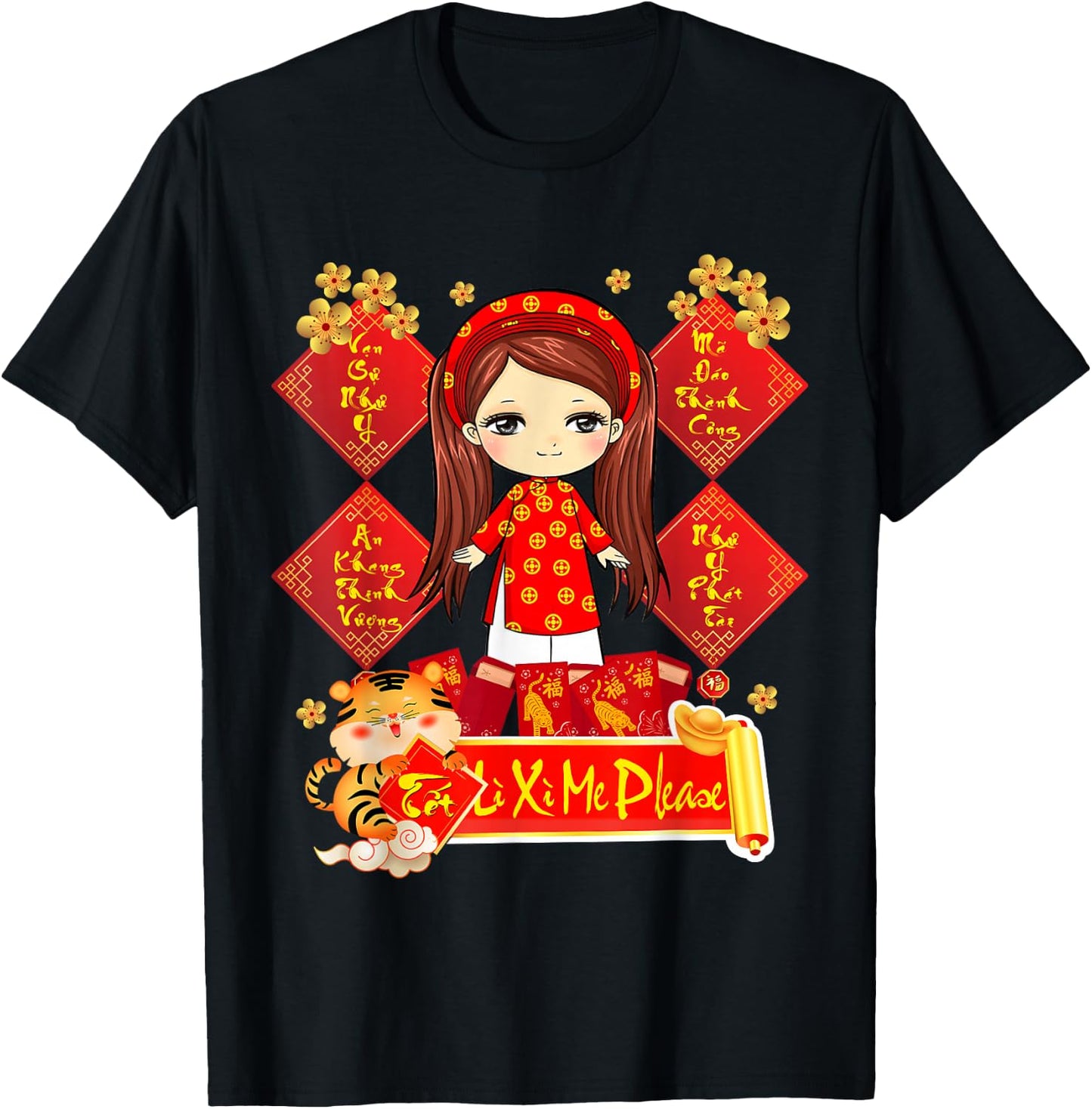 Chuc Mung Nam Moi 2026 Girl Vietnamese Lunar New Year 2026 T-Shirt - T-Shirt | Black