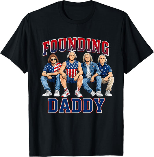 4th of July Shirt Founding Daddy George Washington 1776 T-Shirt - T-Shirt | Black
