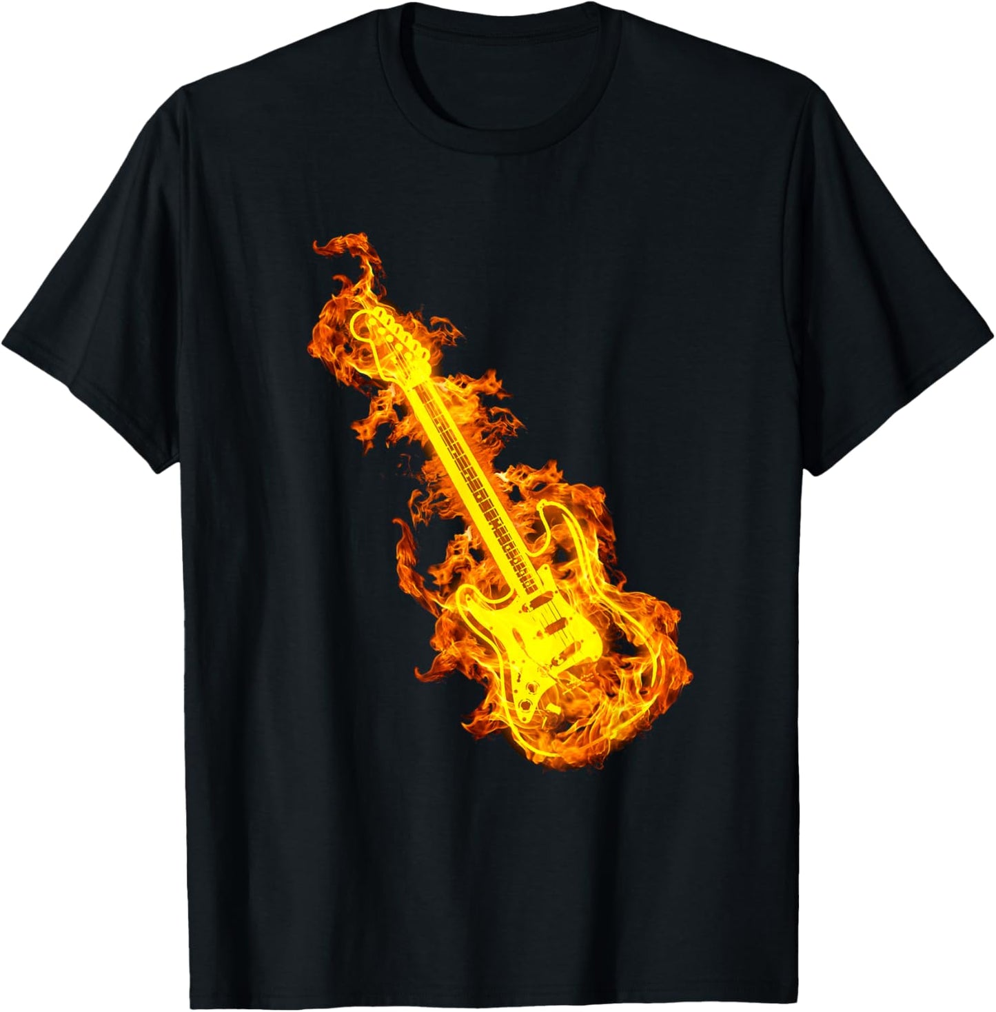 Electric Guitar In Flames Gift Rock Guitar Lovers T-Shirt - T-Shirt | Black