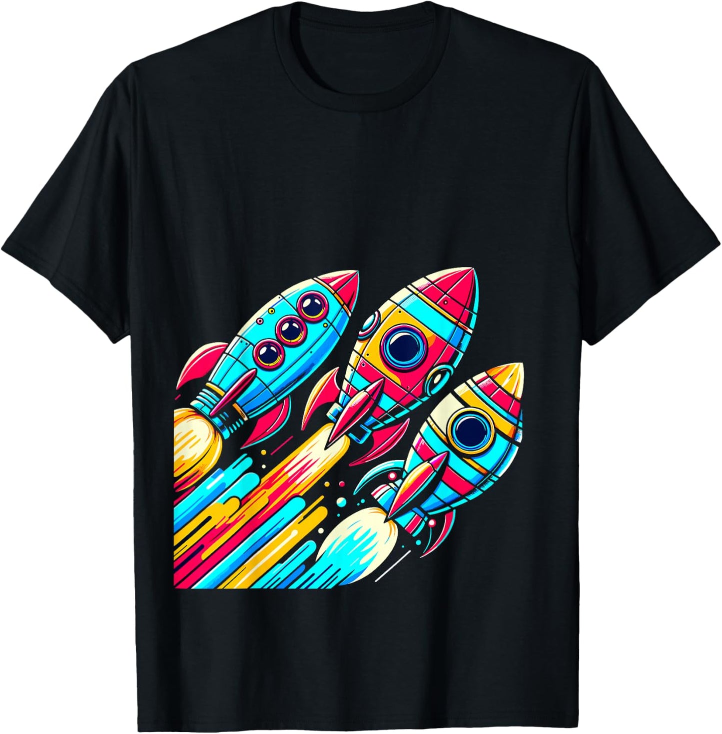 Rocket Ships Astronaut Space T-Shirt - T-Shirt | Black