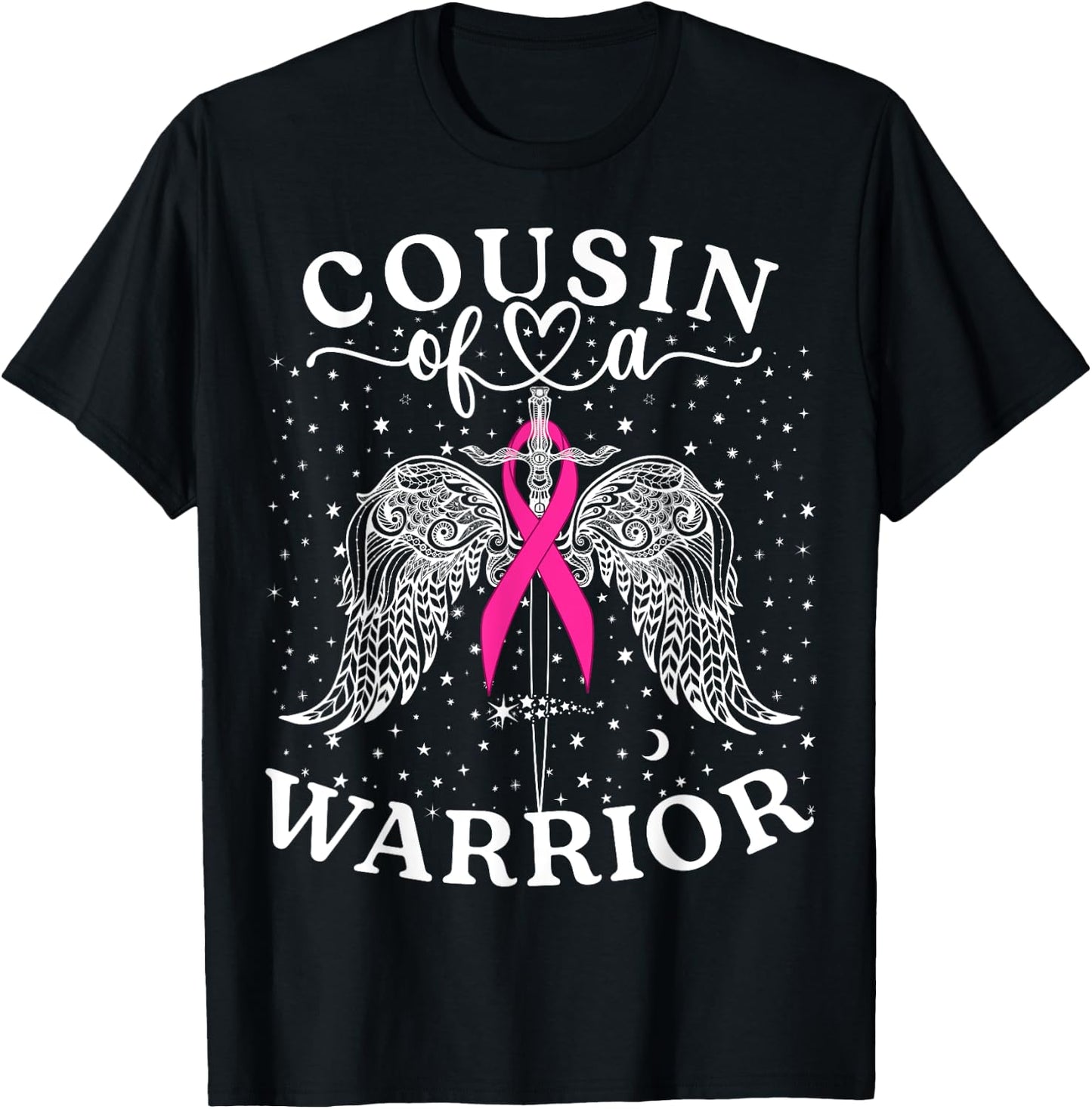 Cousin Of A Warrior Breast Cancer Awareness Support Squad T-Shirt - T-Shirt | Black