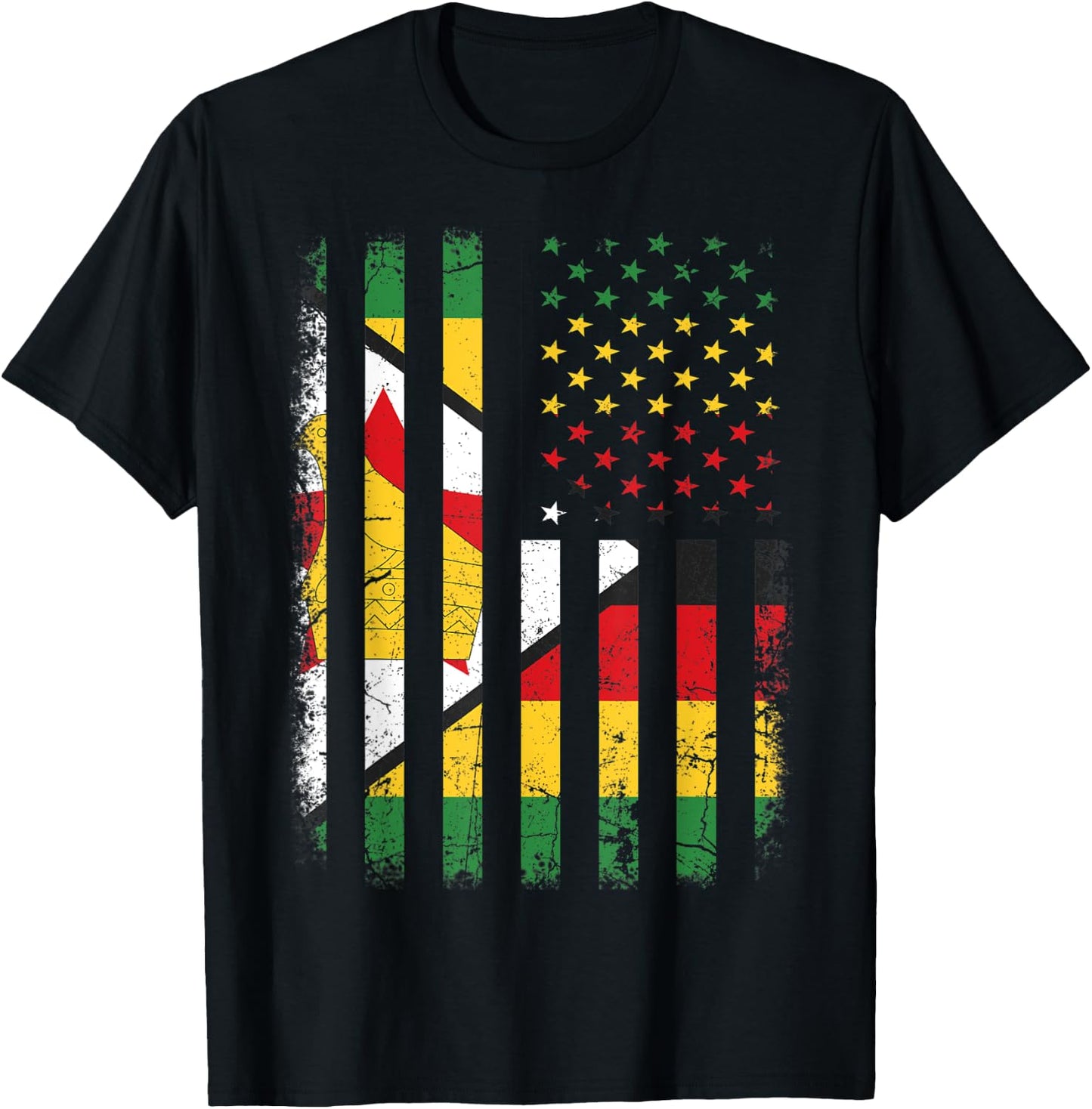 Zimbabwean American Flag Zimbabwean Roots Zimbabwe America Women Kids Men T-Shirt - T-Shirt | Black