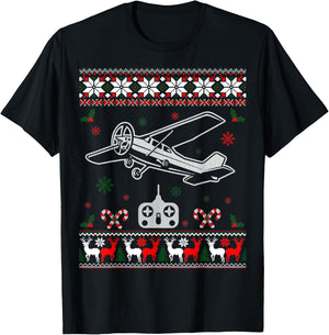 RC Plane Remote Control Plane Christmas Ugly Xmas Sweater T-Shirt - T-Shirt | Black