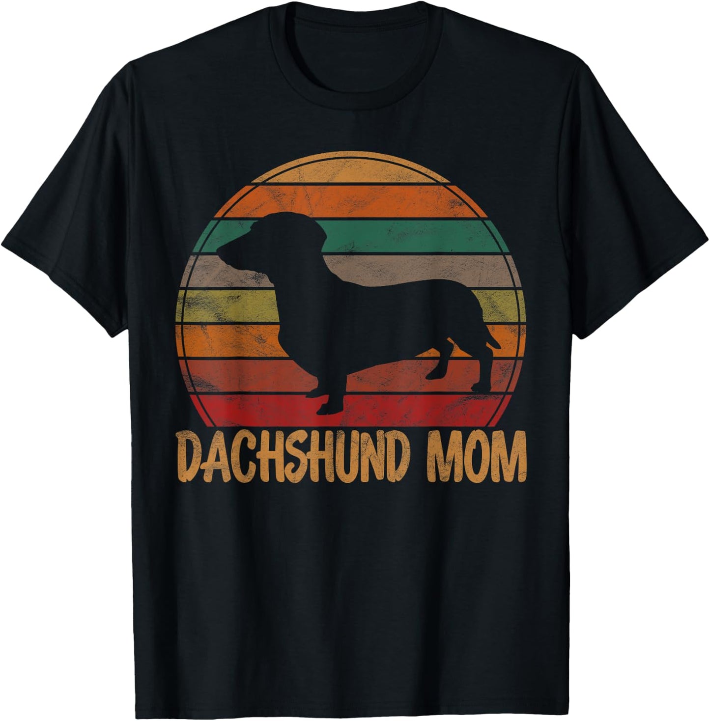 Retro Dachshund Mom Gift Doxie Dog Owner Mother Pet Mama Women Girls Kids T-Shirt - T-Shirt | Black
