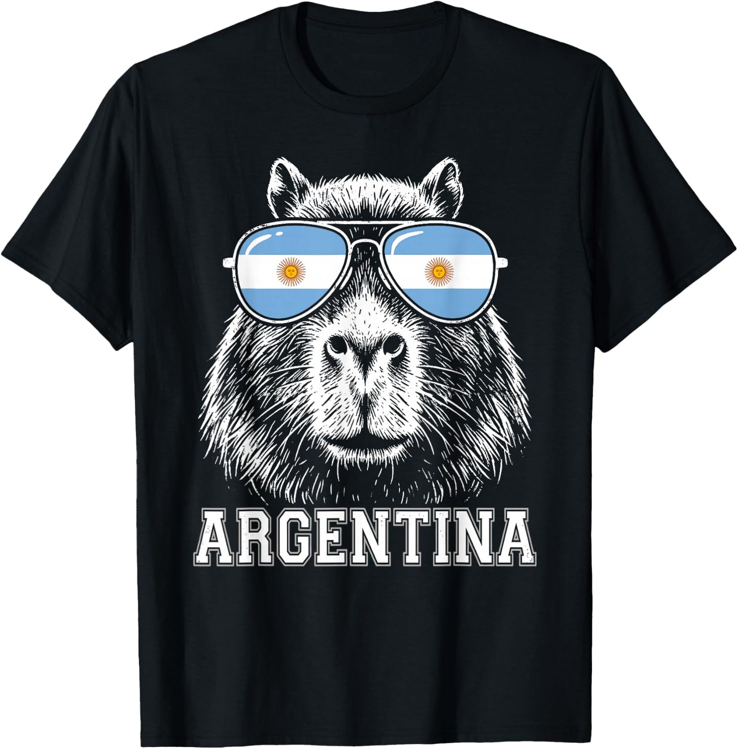 Argentinian Capybara Argentina Flag Sunglasses Argentine T-Shirt - T-Shirt | Black