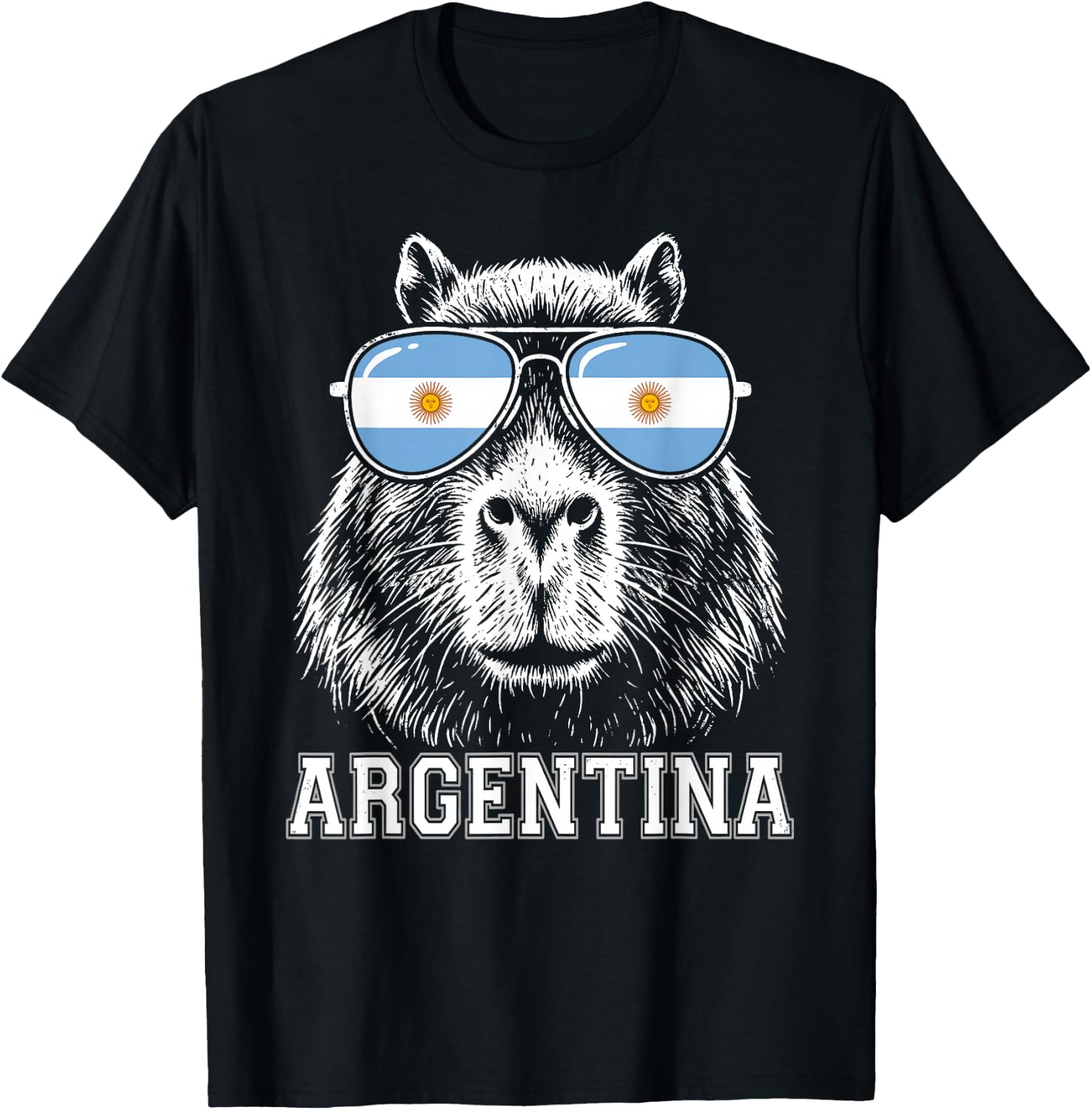 Argentinian Capybara Argentina Flag Sunglasses Argentine T-Shirt - T-Shirt | Black