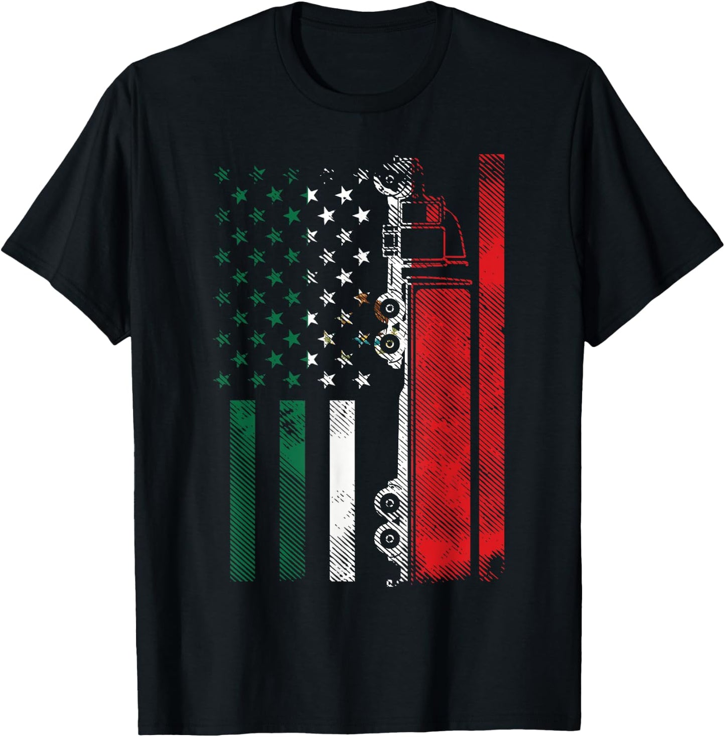 American Mexican Flag Semi Truck Cinco De Mayo Trucker Men T-Shirt - T-Shirt | Black