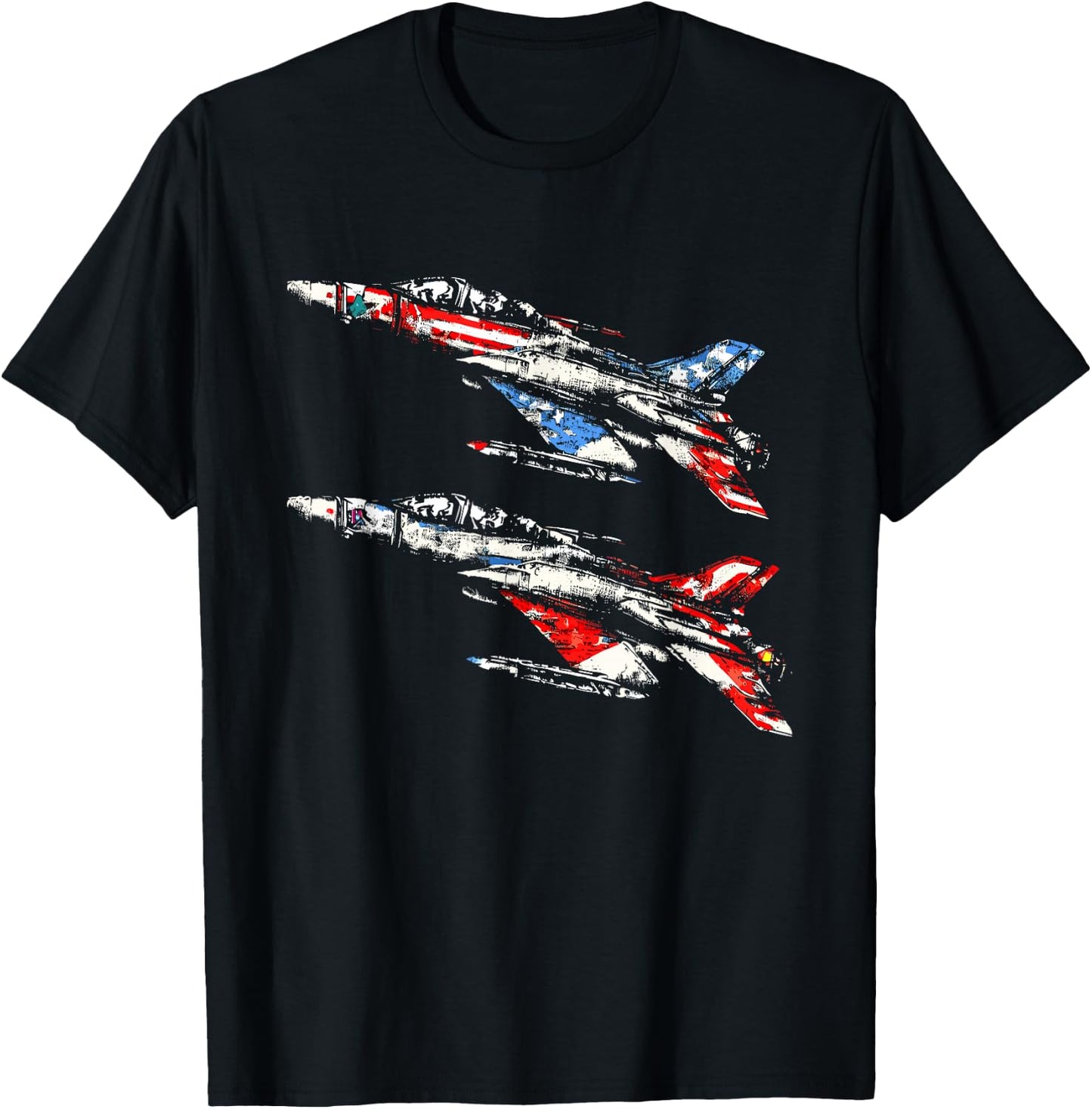 Jet Fighter Pilot American Flag - Patriotic USA 4th July T-Shirt - T-Shirt | Black