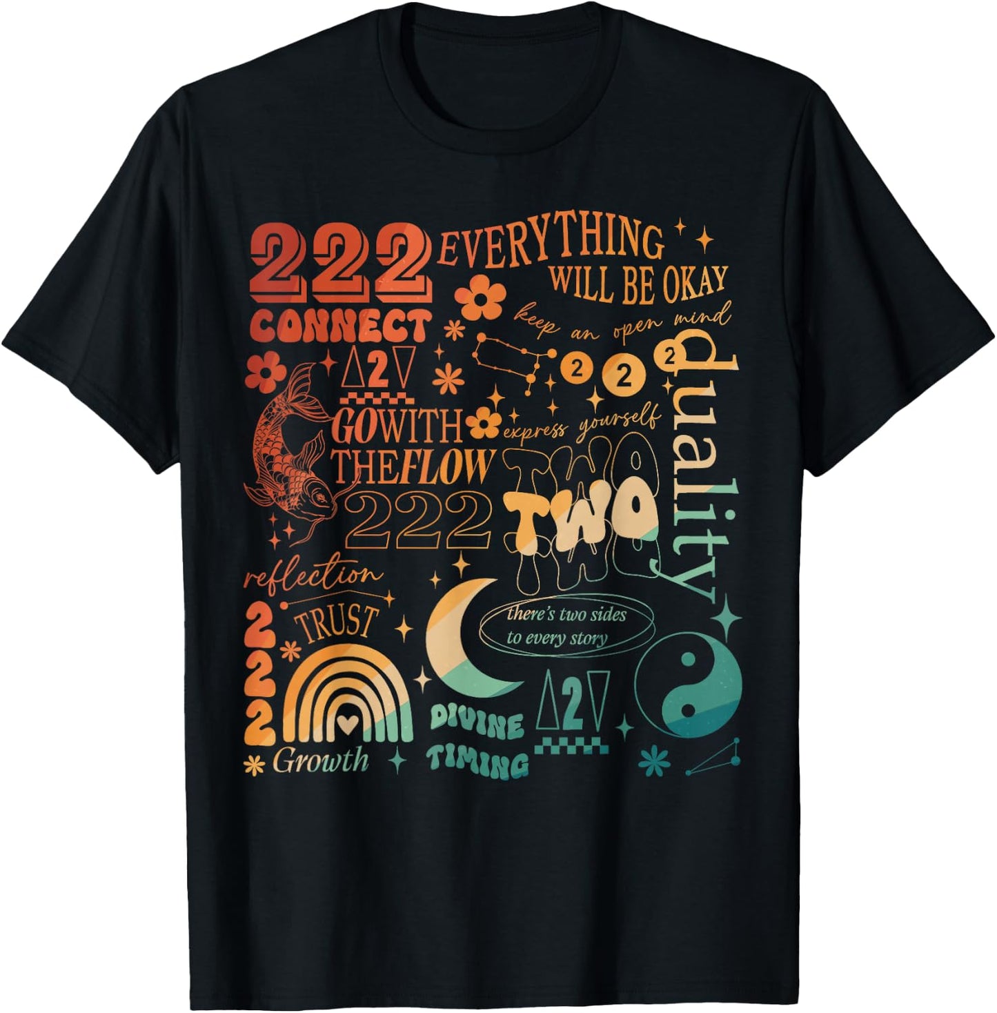 222 Numerology Spiritual Personal Number 222 Angel Number T-Shirt - T-Shirt | Black