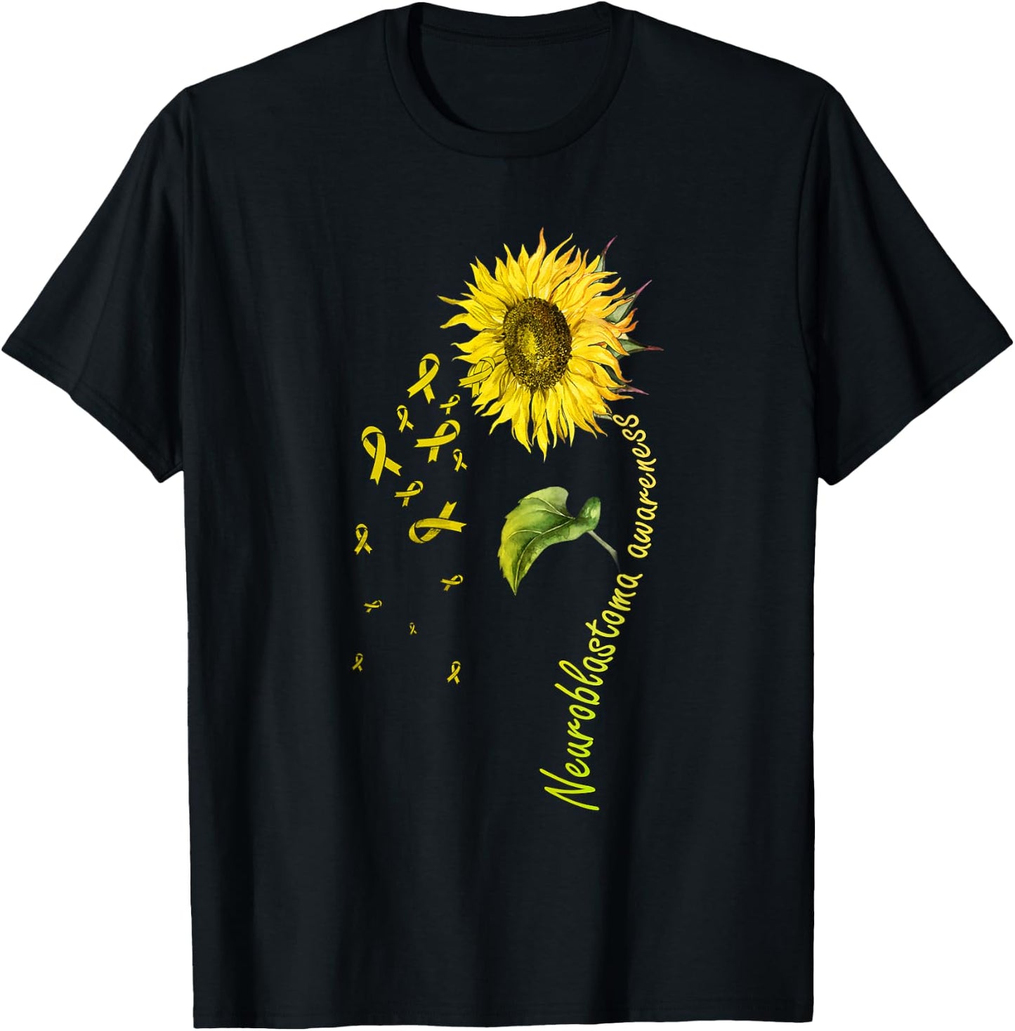 Neuroblastoma Awareness Sunflower T-Shirt - T-Shirt | Black