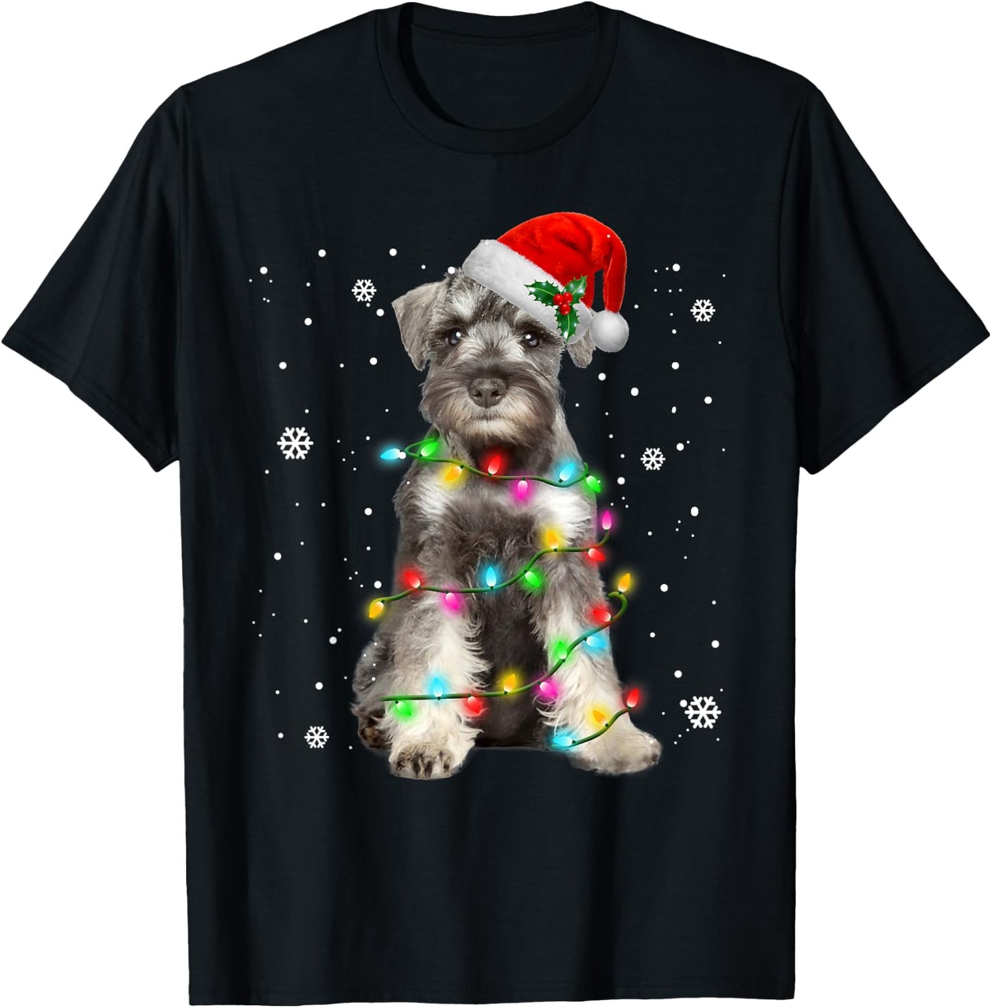 Schnauzer Dogs Tree Christmas Sweater Xmas Pet Animal Dog Men Women Kids T-Shirt - T-Shirt | Black