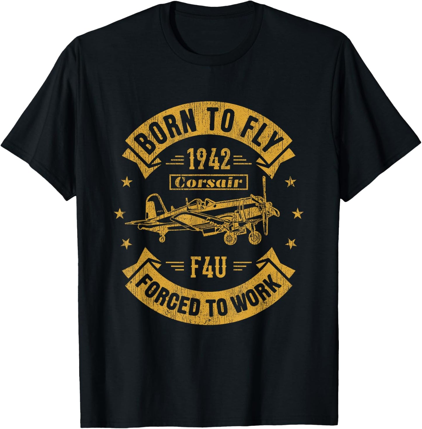 Corsair F4U WW2 Plane Aircraft Aviation Airplane Gift T-Shirt - T-Shirt | Black