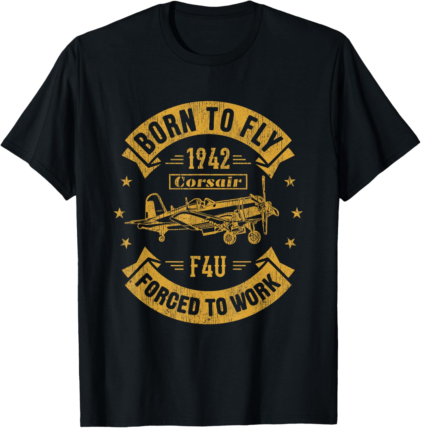 Corsair F4U WW2 Plane Aircraft Aviation Airplane Gift T-Shirt - T-Shirt | Black