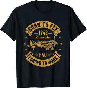 Corsair F4U WW2 Plane Aircraft Aviation Airplane Gift T-Shirt - T-Shirt | Black
