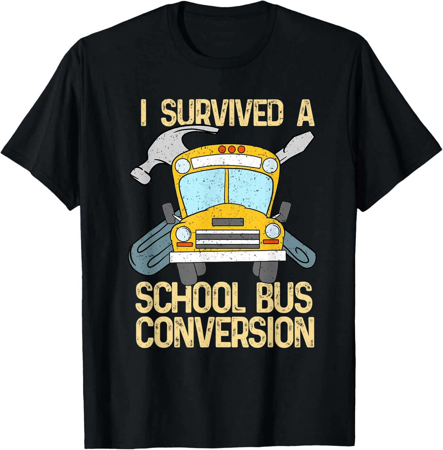 School Bus Conversion Survivor Camper Van Gift T-Shirt - T-Shirt | Black