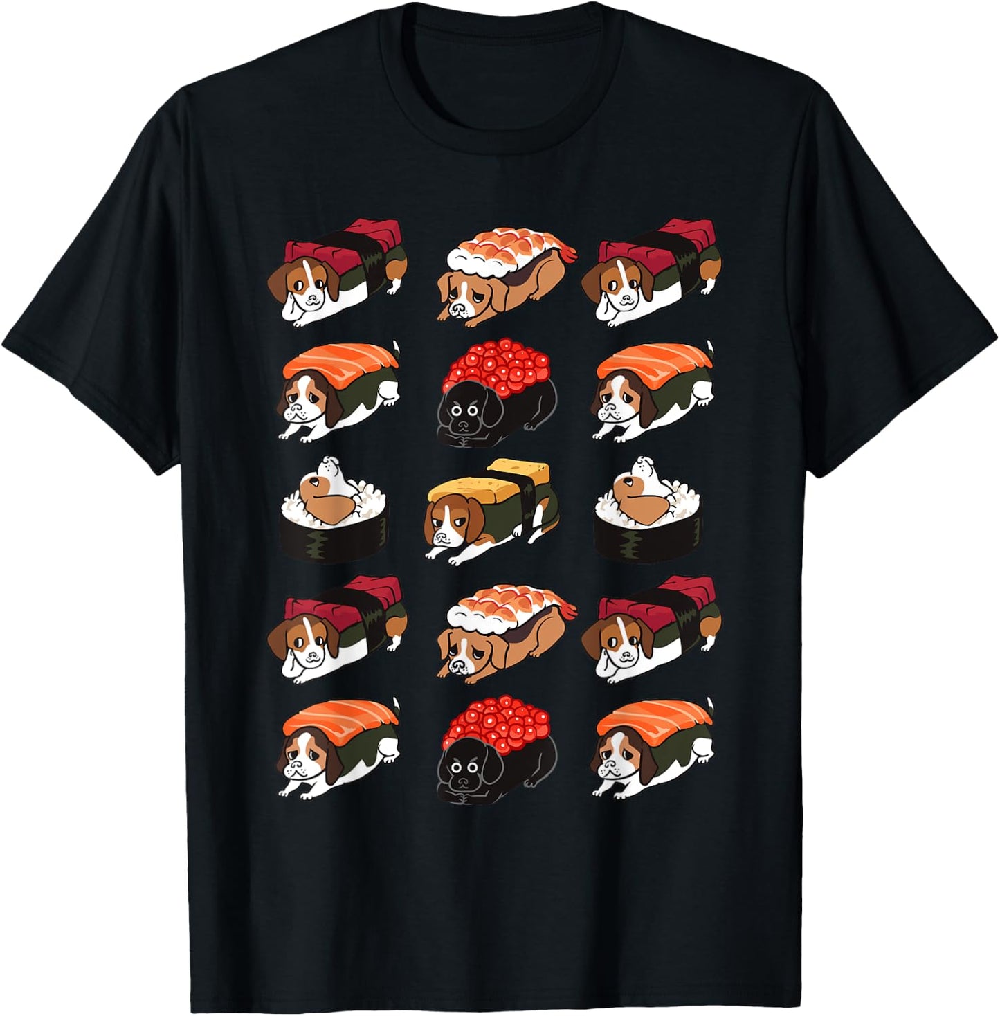 Sushi Beagle Funny T-Shirt - T-Shirt | Black