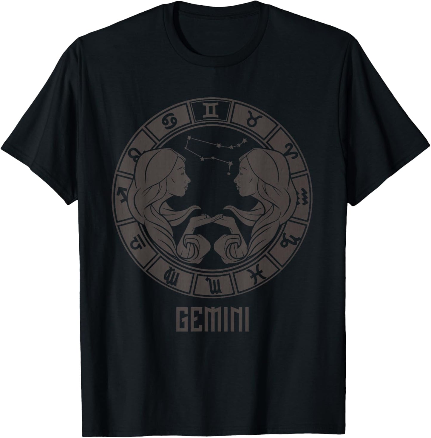 Gemini Zodiac Sign May June Birthday Queen King T-Shirt - T-Shirt | Black