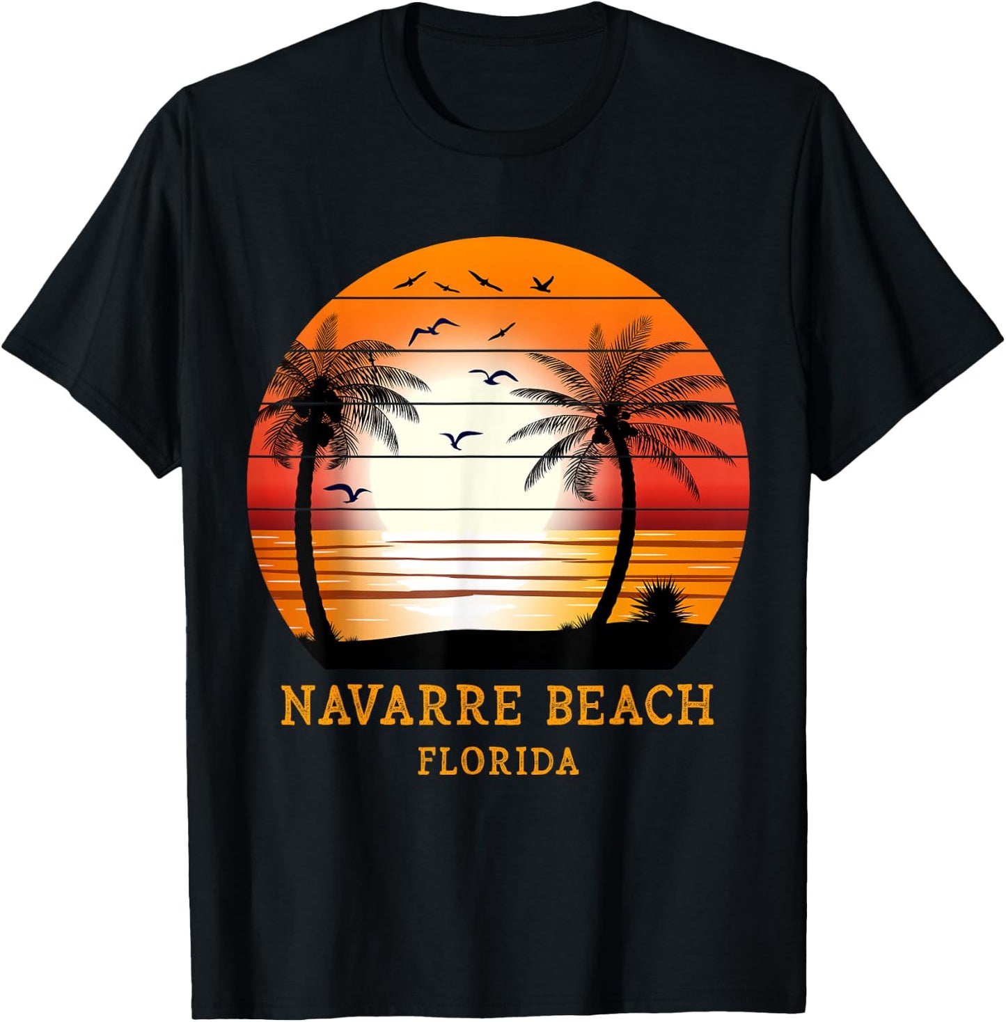 Navarre Beach Florida Vintage Sunset Retro Summer Vacay Sun Men Women Kids T-Shirt - T-Shirt | Black