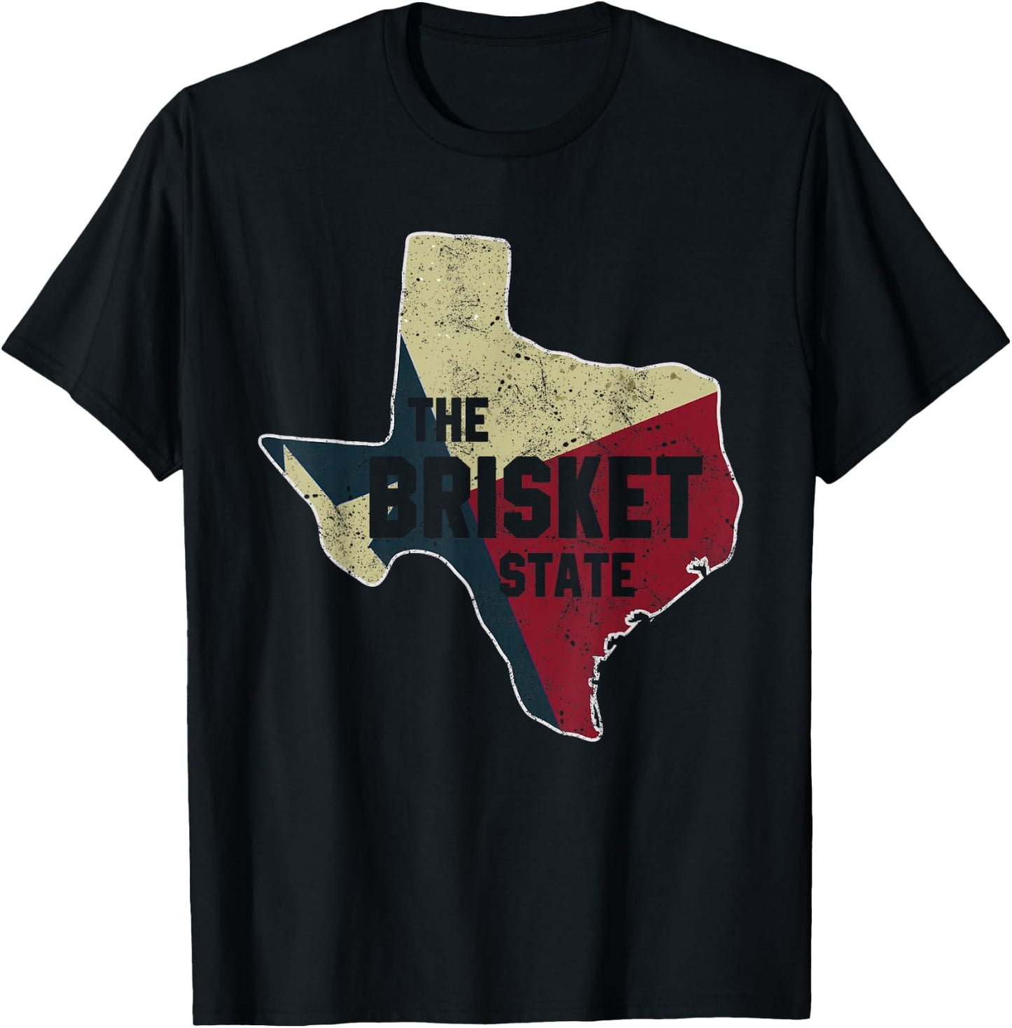 The Brisket State Texas Flag Funny Grilling Dad Joke T-Shirt - T-Shirt | Black