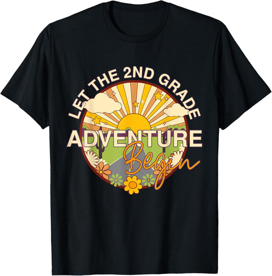 Let The 2nd Grade Adventure Begin Teacher Back to School T-Shirt - T-Shirt | Black