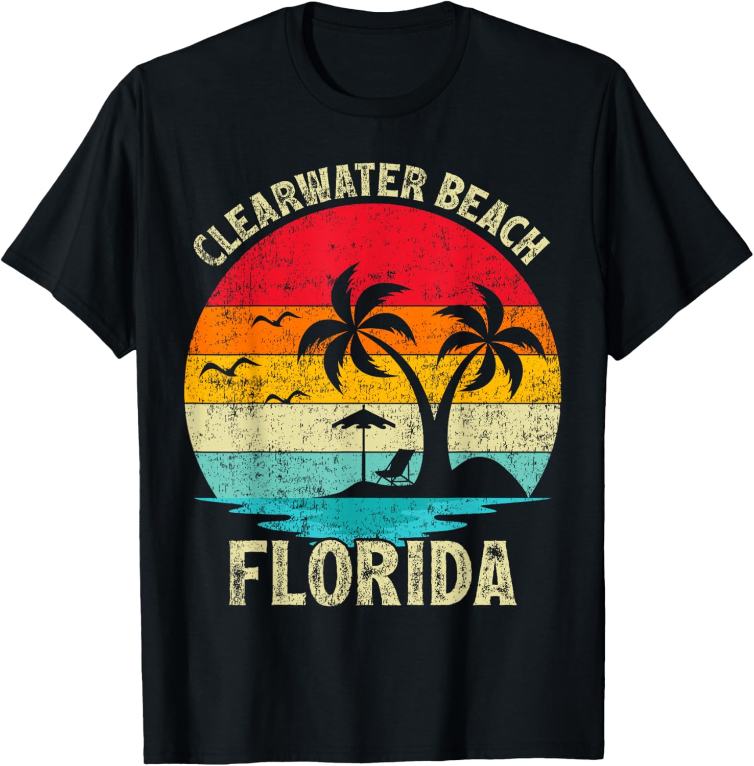 Family Vacation Vintage Retro Florida Clearwater Beach T-Shirt - T-Shirt | Black