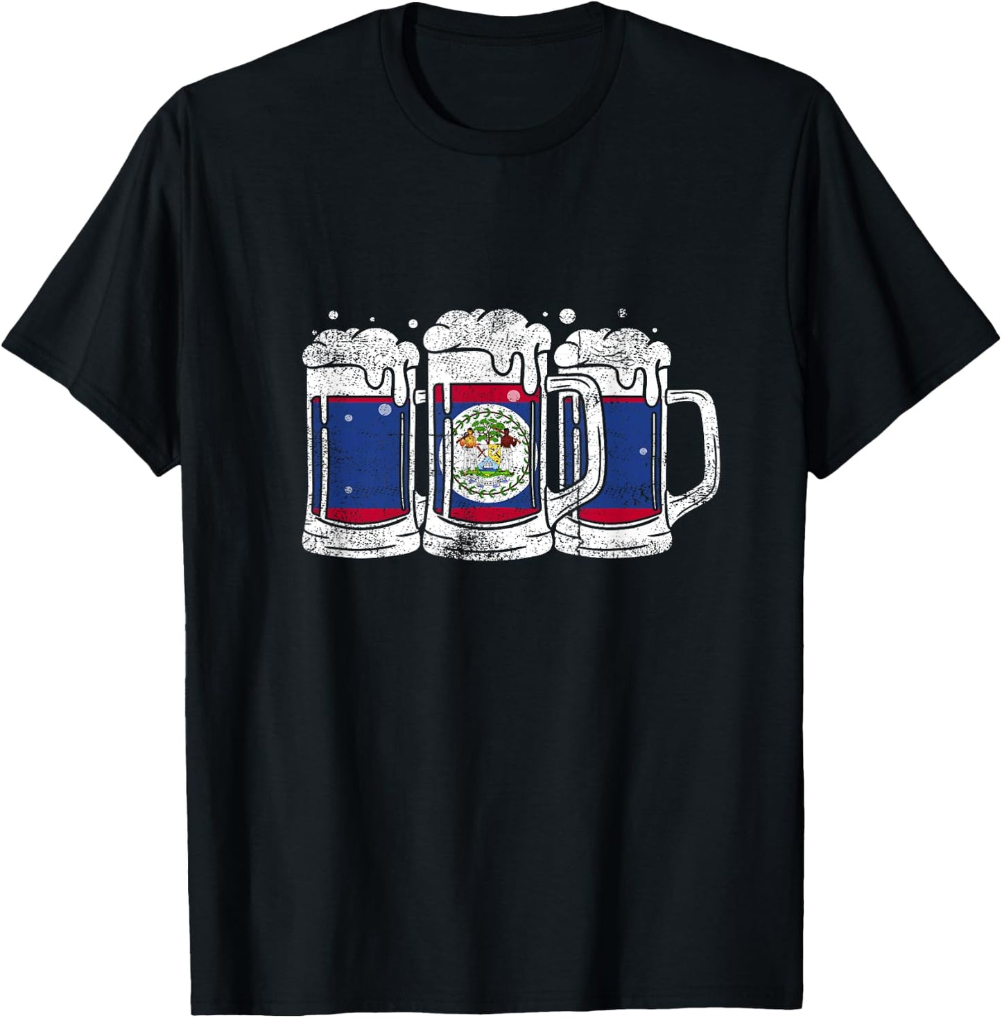 Belize flag and the joy of having some beer T-Shirt - T-Shirt | Black