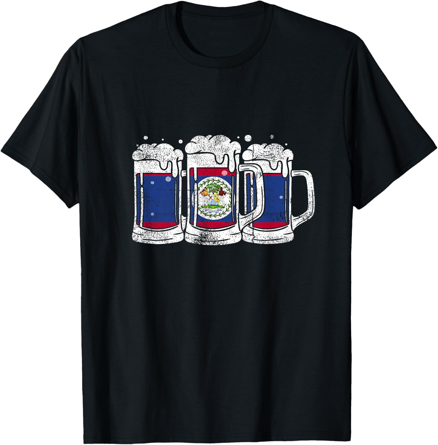 Belize flag and the joy of having some beer T-Shirt - T-Shirt | Black