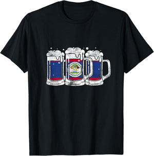Belize flag and the joy of having some beer T-Shirt - T-Shirt | Black