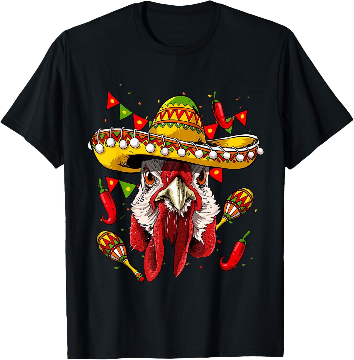 Chicken Cinco De Mayo Shirt Poncho Mexican Chicken Lover T-Shirt - T-Shirt | Black