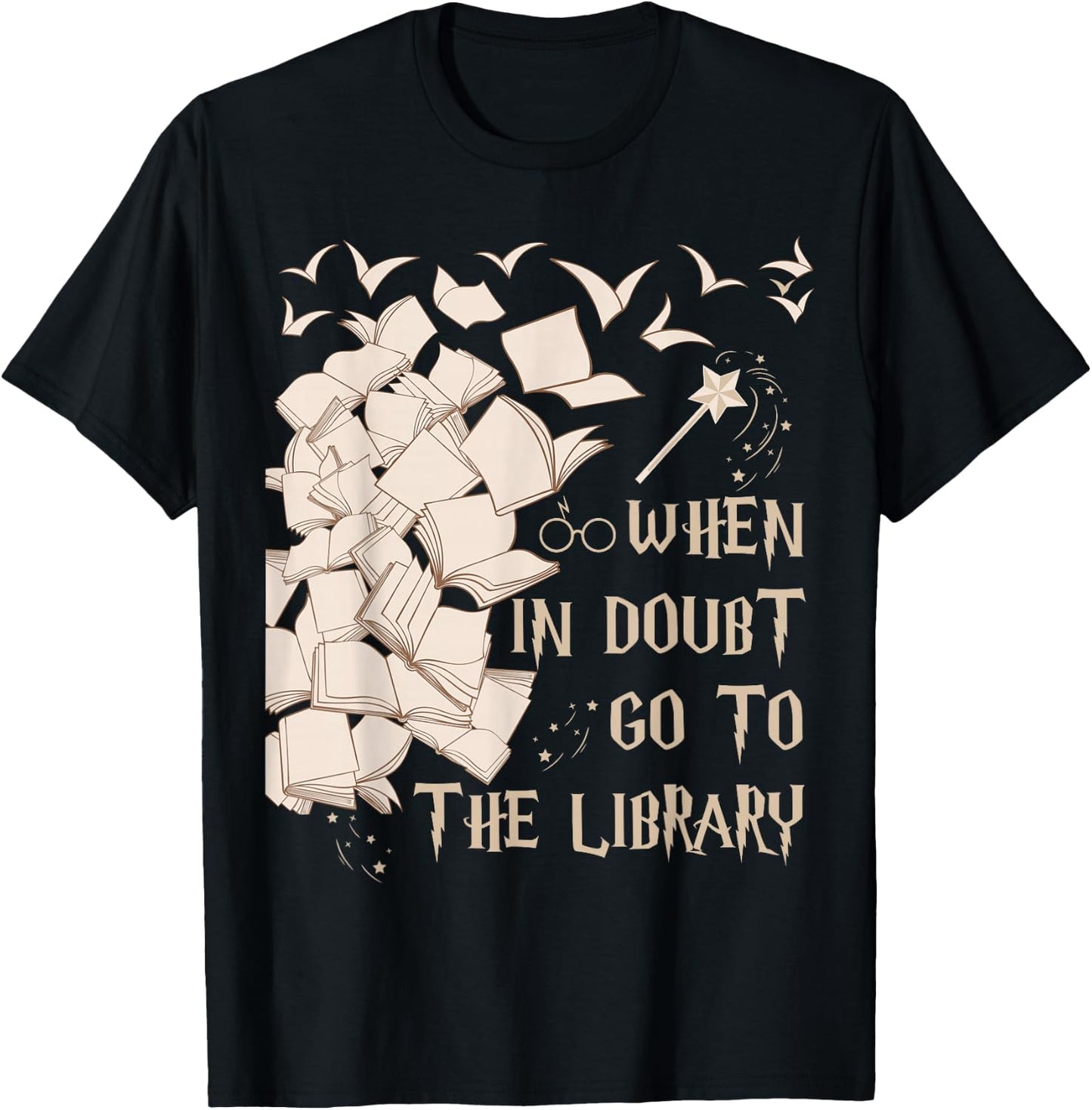 Funny Librarian Readers Gift When In Doubt Go To The Library T-Shirt - T-Shirt | Black