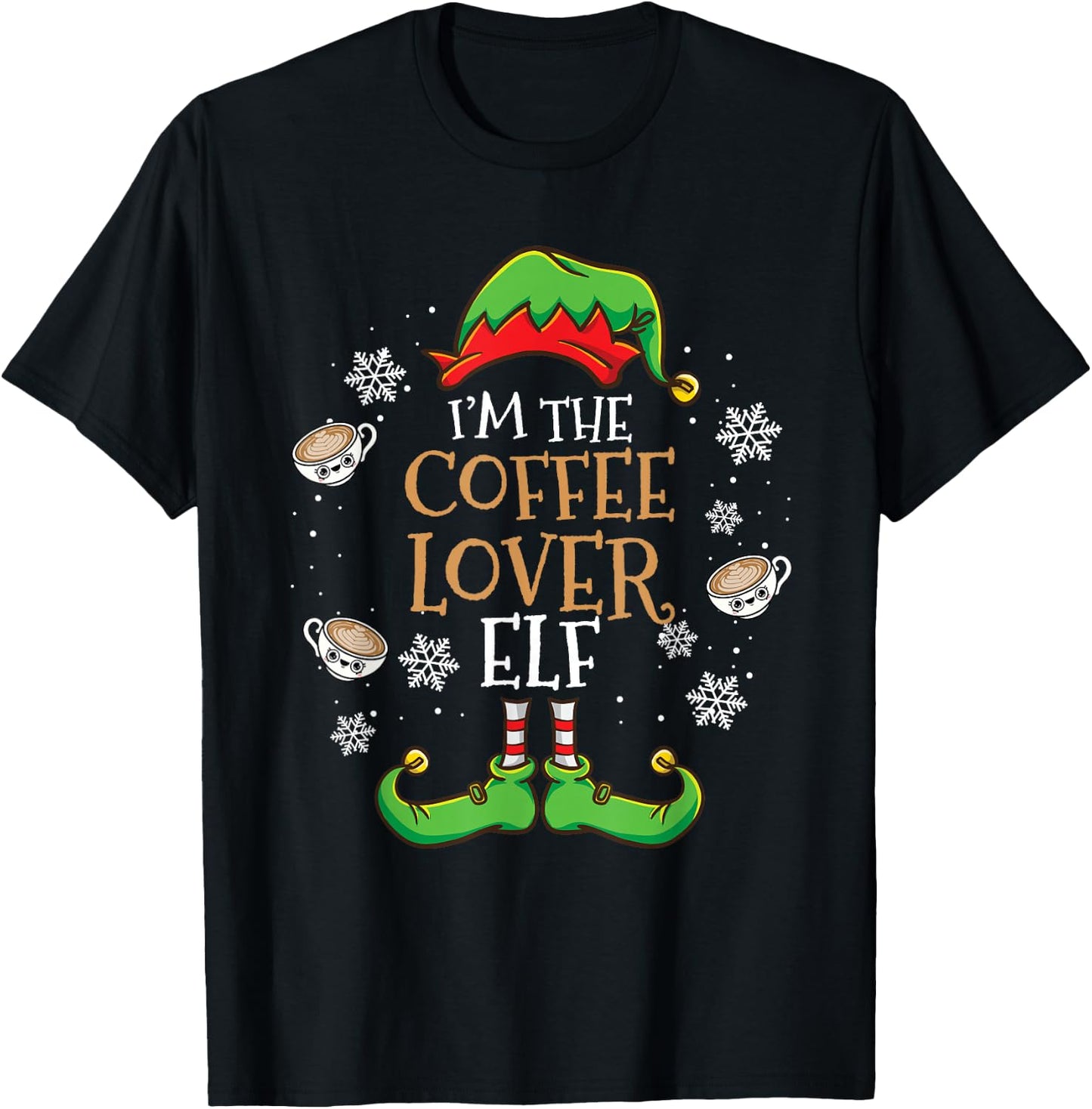 Im The Coffee Lover Elf Christmas T-Shirt - T-Shirt | Black