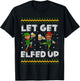 Let's Get Elfed Up Ugly Christmas Sweater Drinkiing Beer T-Shirt - T-Shirt | Black