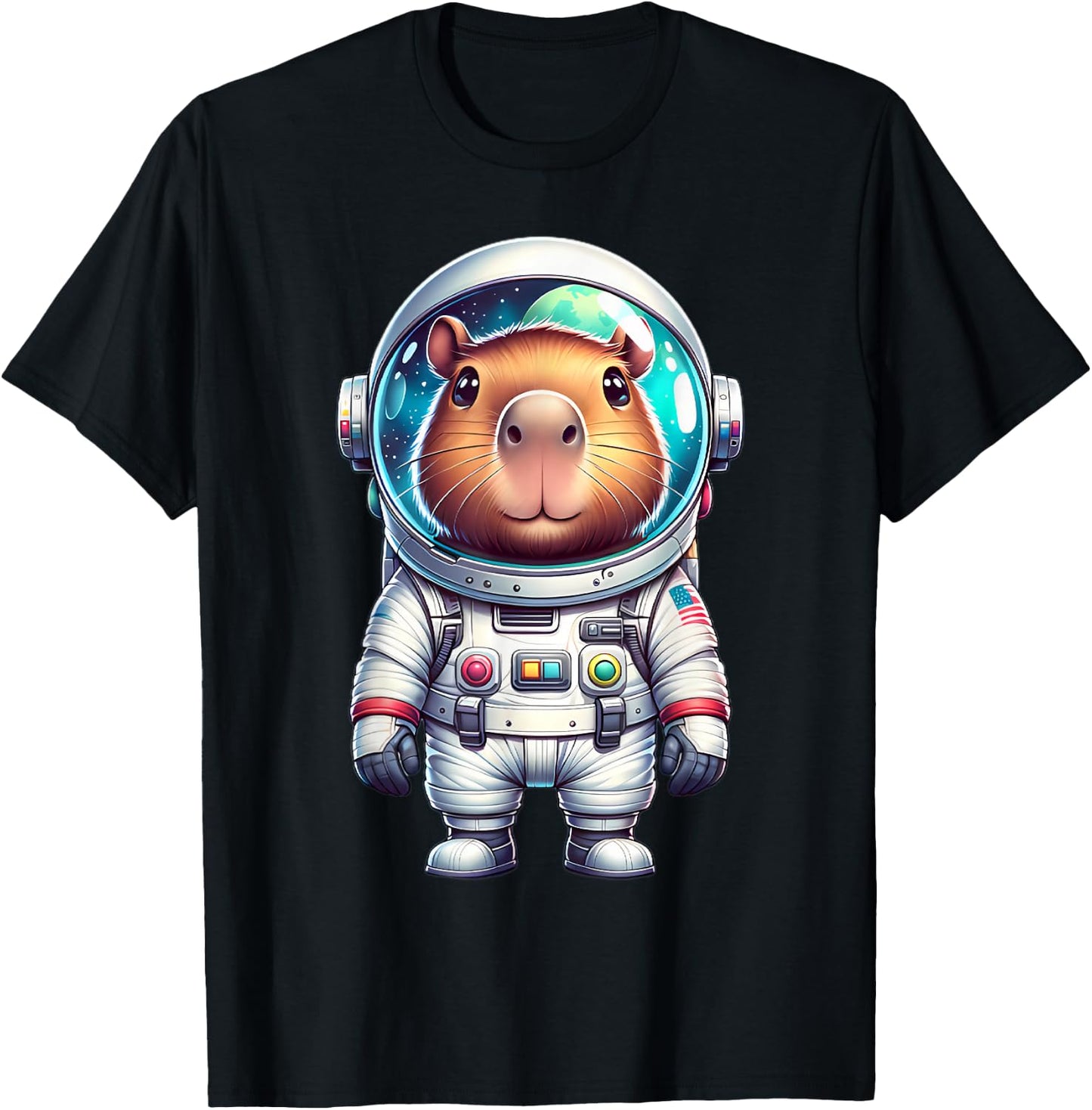 Cute Capybara Astronaut Helmet Space Men Women Kids T-Shirt - T-Shirt | Black