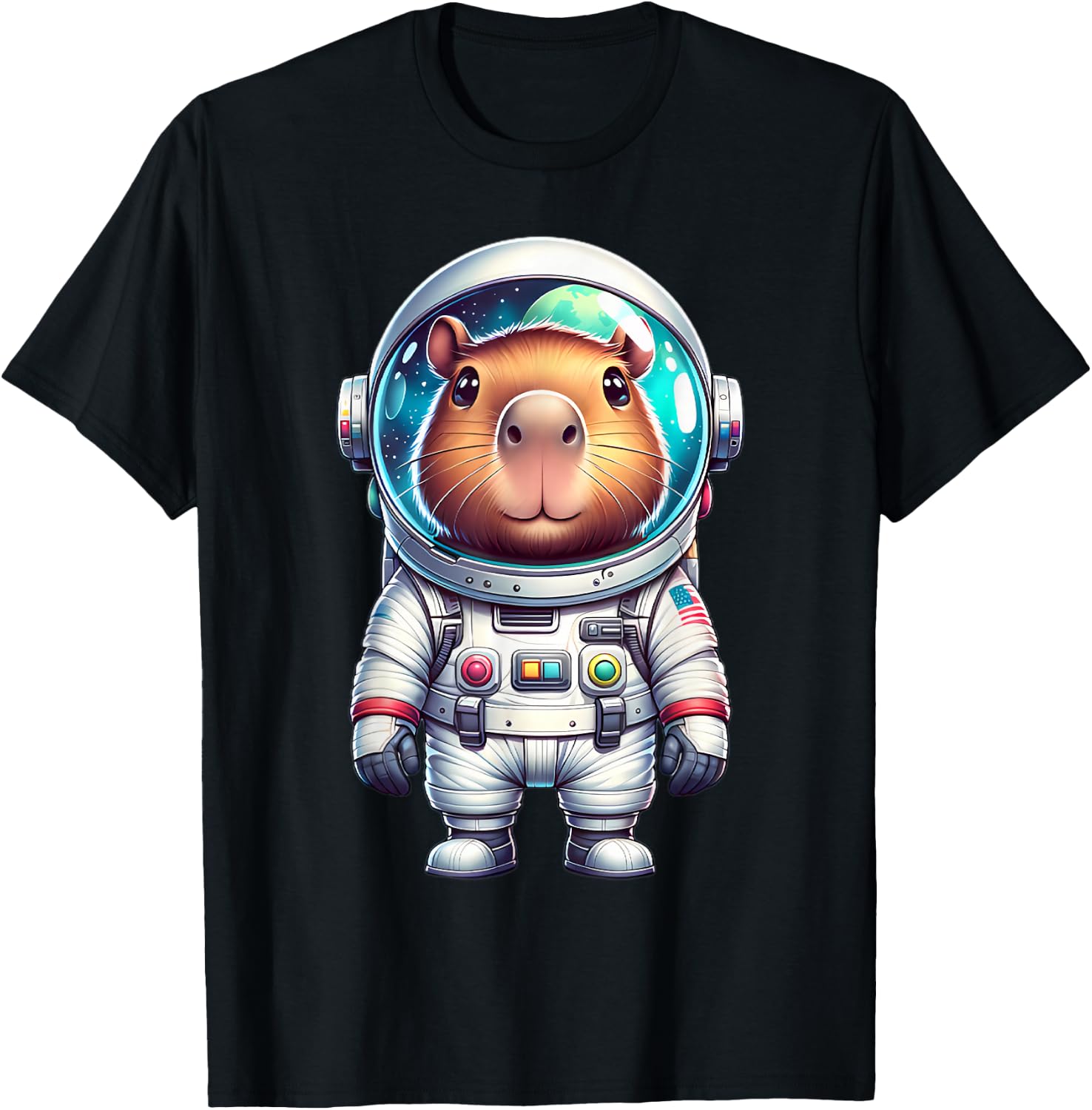 Cute Capybara Astronaut Helmet Space Men Women Kids T-Shirt - T-Shirt | Black
