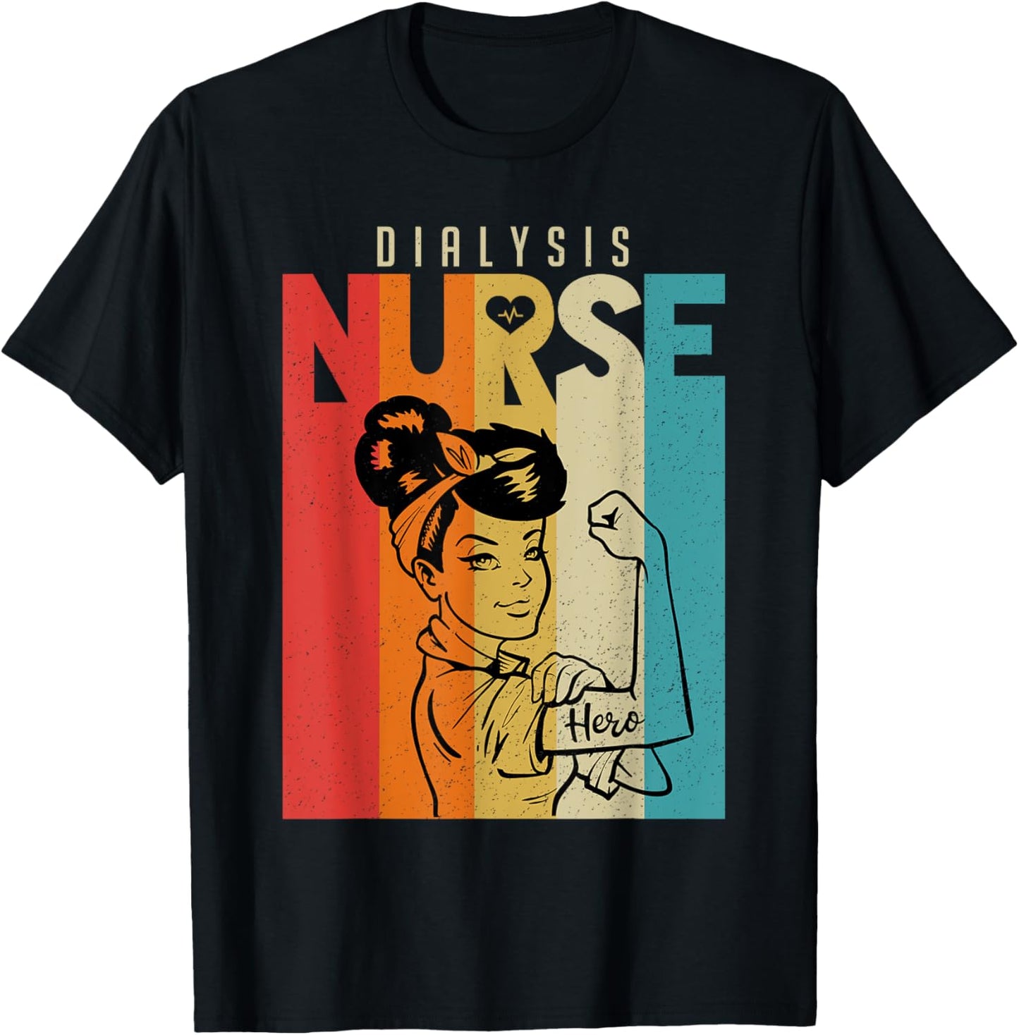 Vintage Rosie The Riveter Dialysis Nurse T-Shirt - T-Shirt | Black