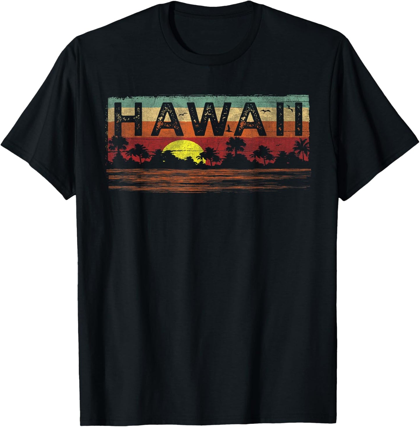 Vintage Tropical Hawaii T Shirt - Hawaiian T Shirt T-Shirt - T-Shirt | Black