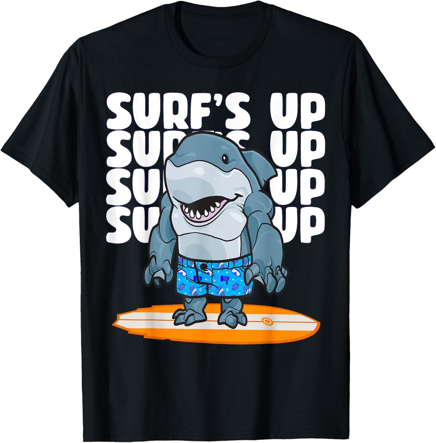 Ocean Surf's Up King of the Surfer Shark Surfer Camp Beach Women Girls Kids T-Shirt - T-Shirt | Black