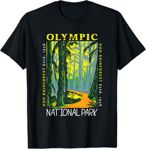 Hoh Rainforest Washington National Park Vintage T-Shirt - T-Shirt | Black