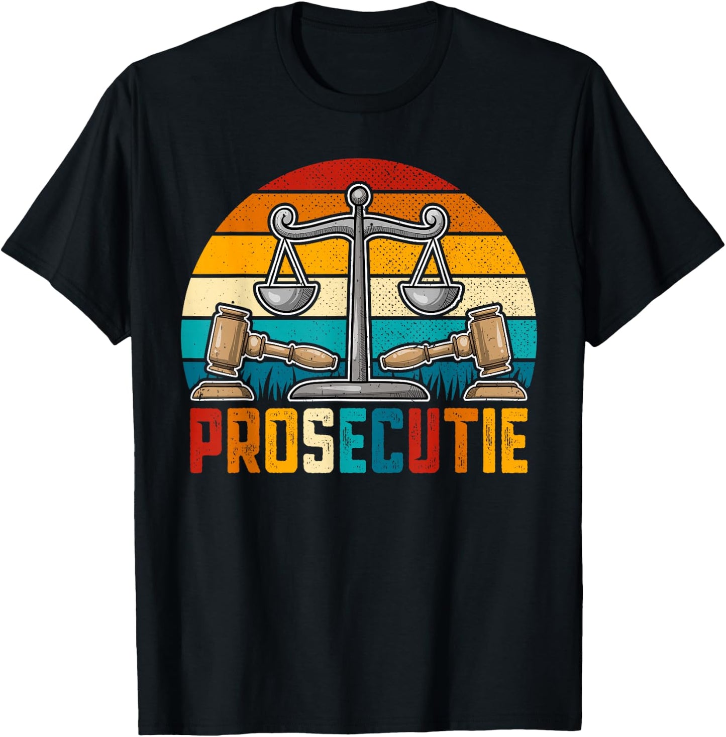 Prosecutie Retro Style Vintage Sunset Prosecutor Lawyer T-Shirt - T-Shirt | Black