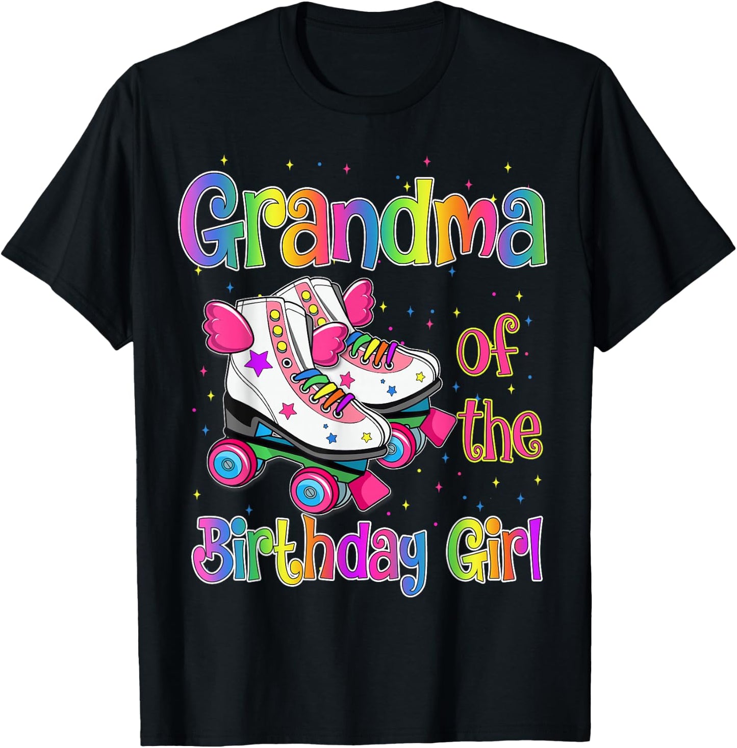 Grandma Birthday Rolling Skate Birthday Family Party T-Shirt - T-Shirt | Black