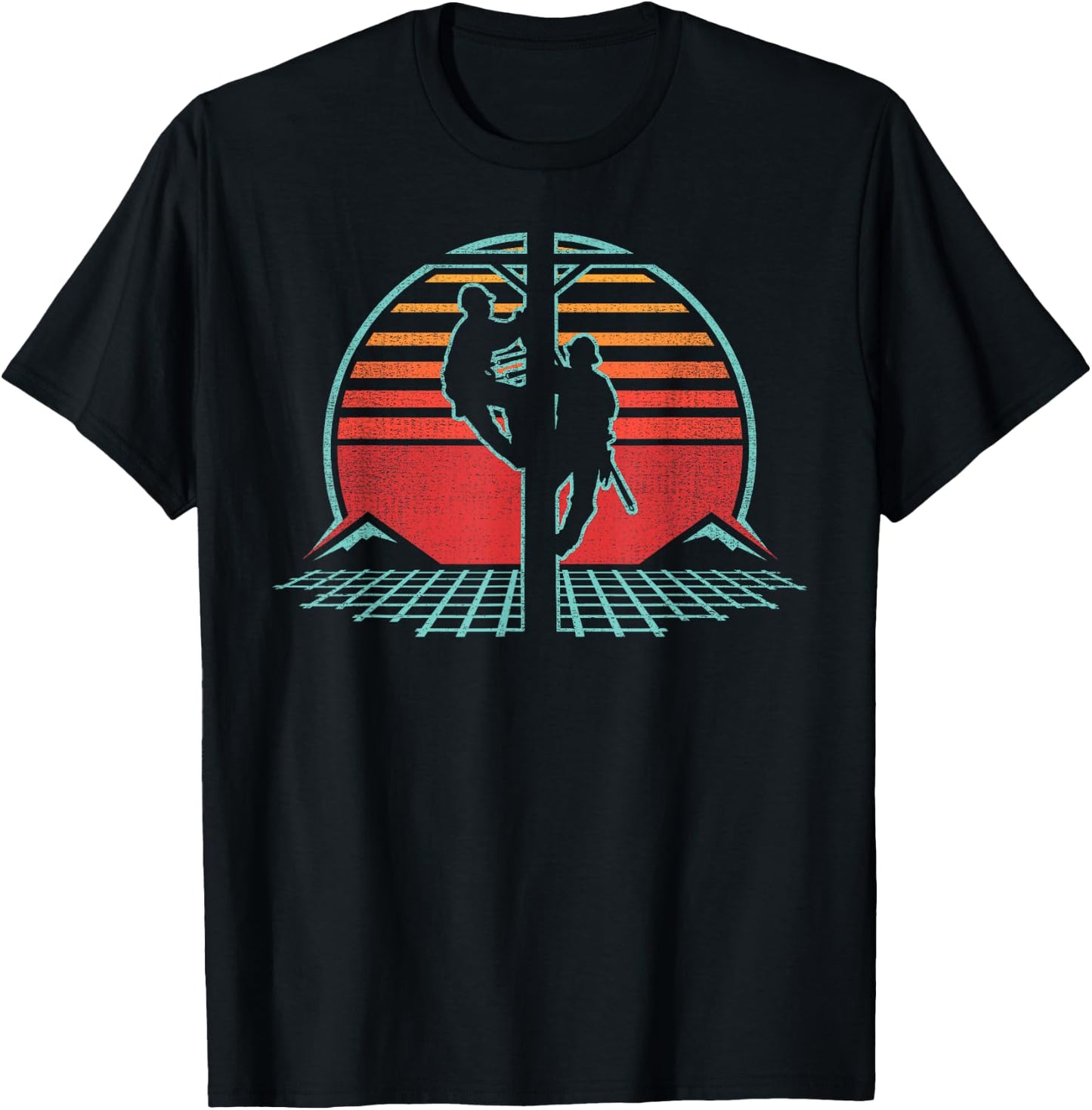 Lineman Retro Vintage 80s Style Electrician Gift T-Shirt - T-Shirt | Black