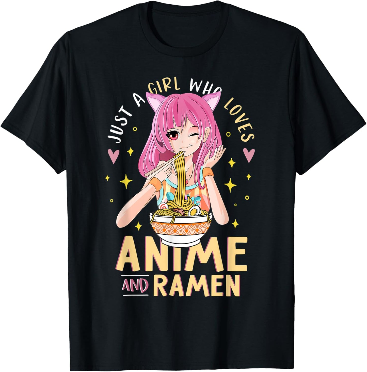 Just A Girl Who Loves Anime And Ramen Shirts For Teen Girls T-Shirt - T-Shirt | Black