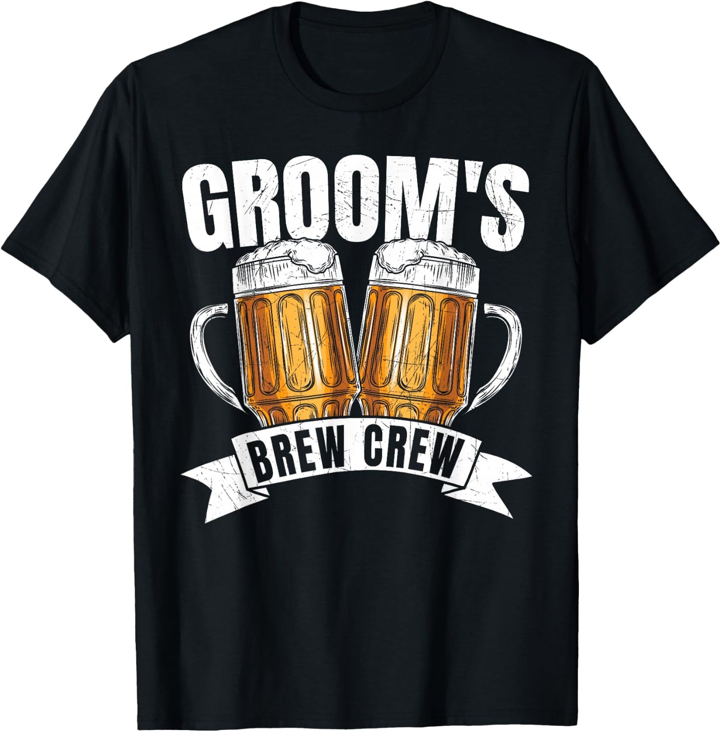 Groom's Brew Crew Funny Group Beer Drinking Team T-Shirt - T-Shirt | Black