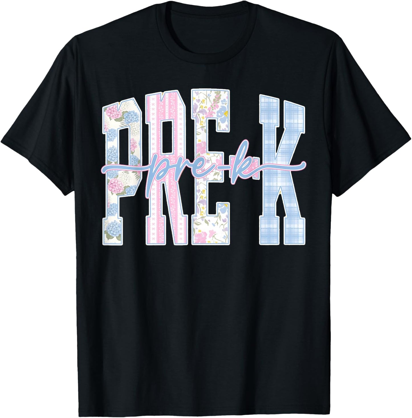 Back to School Pre K Floral Teacher Girl T-Shirt - T-Shirt | Black