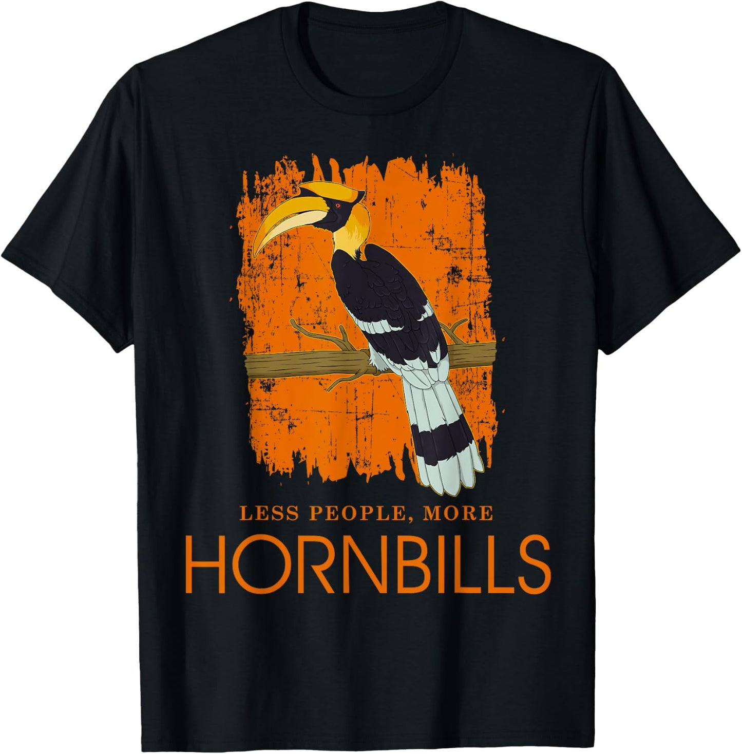 Less People Funny Ornithology Tropical Bird Hornbill T-Shirt - T-Shirt | Black