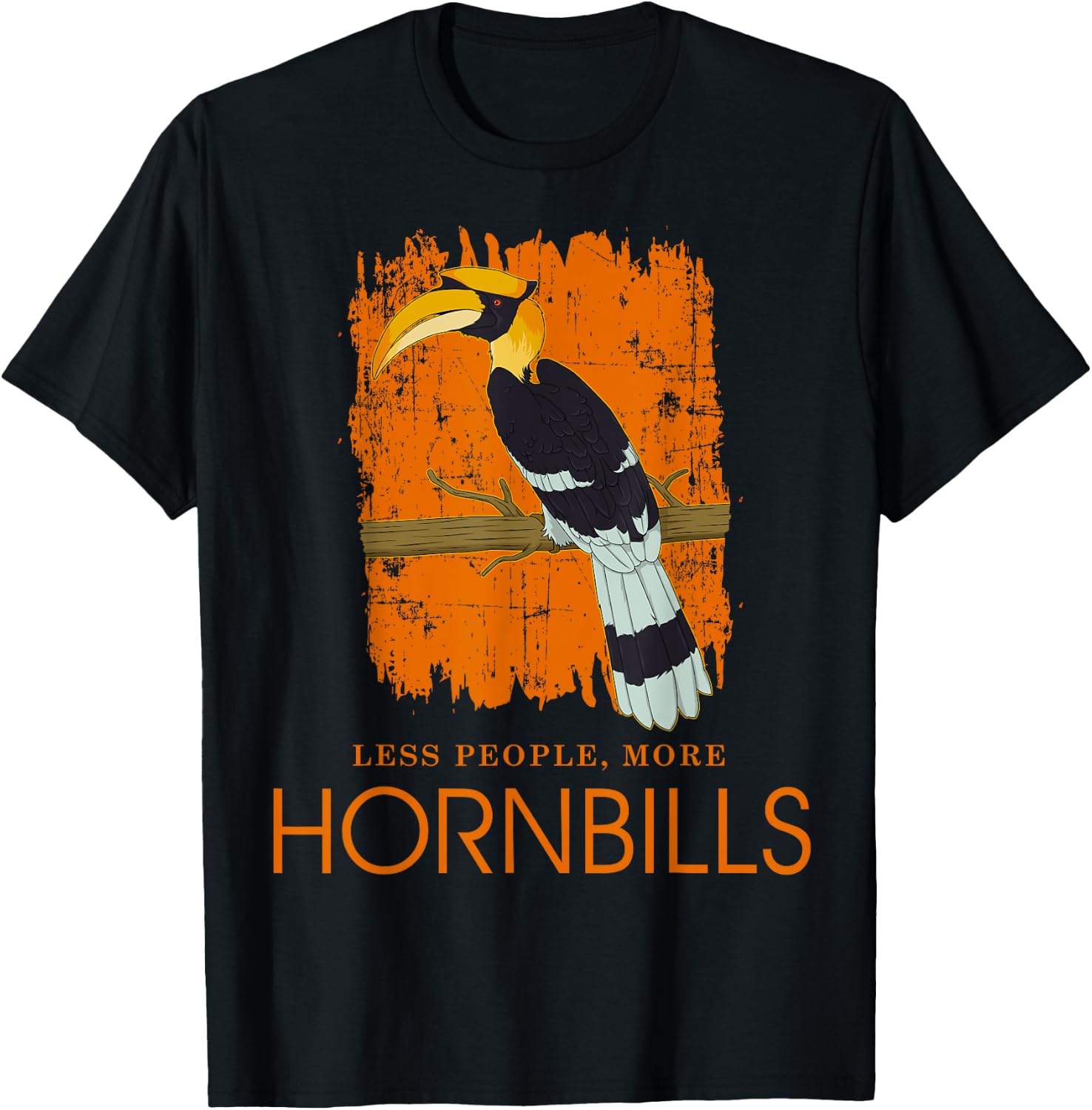 Less People Funny Ornithology Tropical Bird Hornbill T-Shirt - T-Shirt | Black